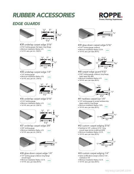 Roppe edge guards stair accessories & coordinating components profile
