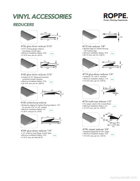 Roppe reducers stair accessories & coordinating components profile