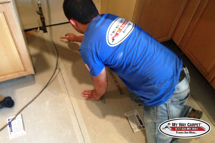 Ceramic tile installation &mdash; wide view