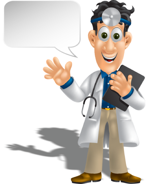 Dr. Sam the Carpet Man waving with a speech bubble