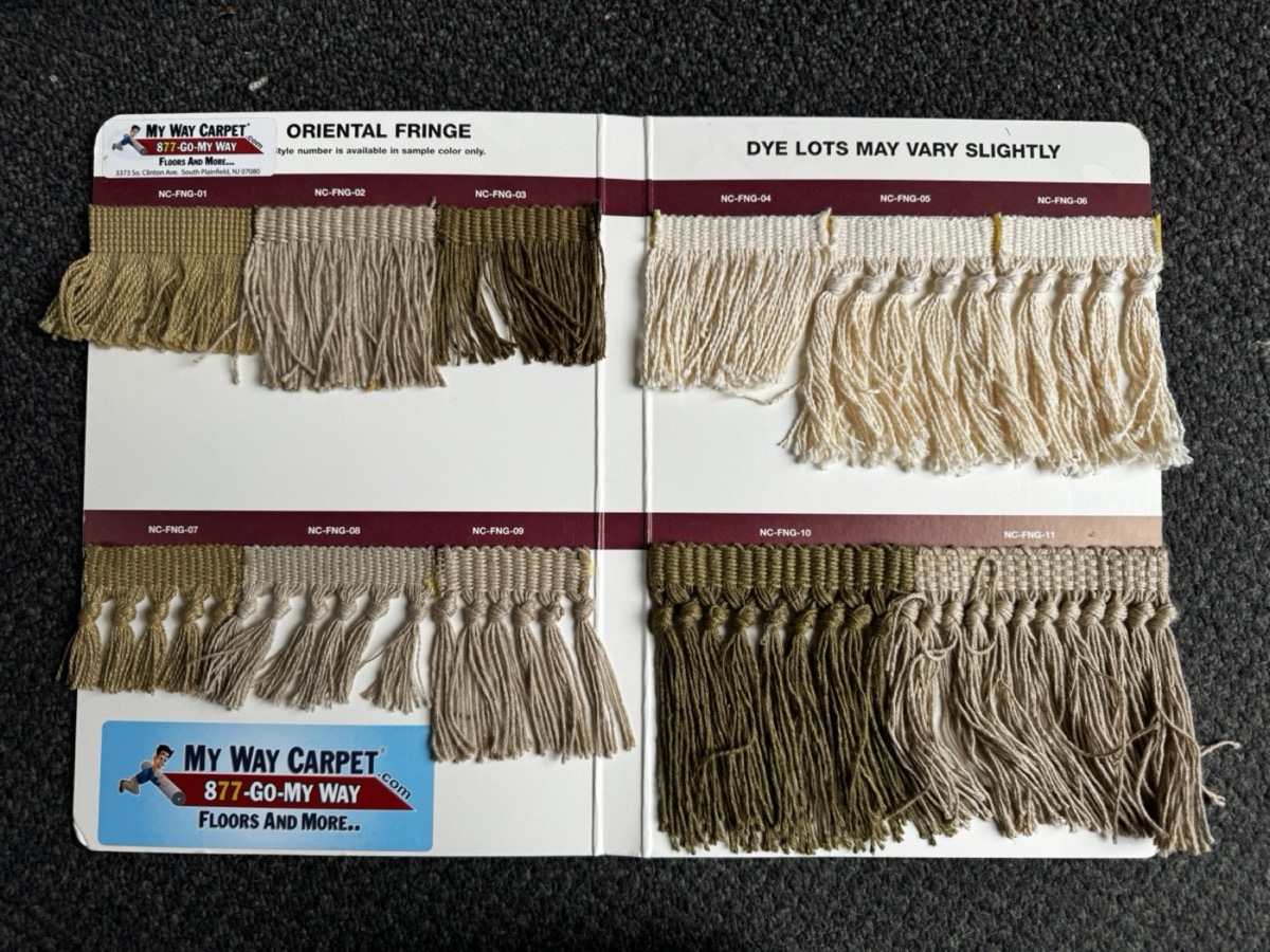 Oriental fringe color sample board &mdash; twelve colors