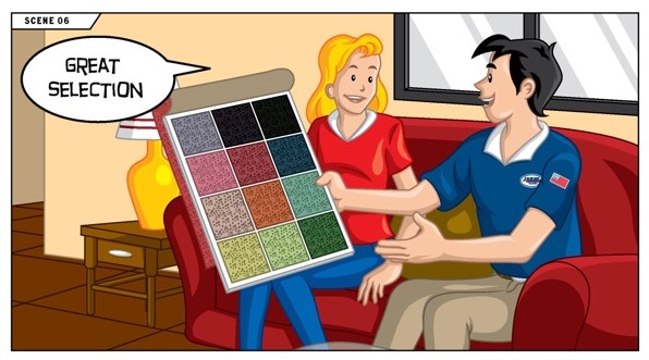 Sam shows the homeowner samples &mdash; &lsquo;Great selection!&rsquo;