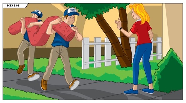 My Way Carpet installers carrying carpet into the home